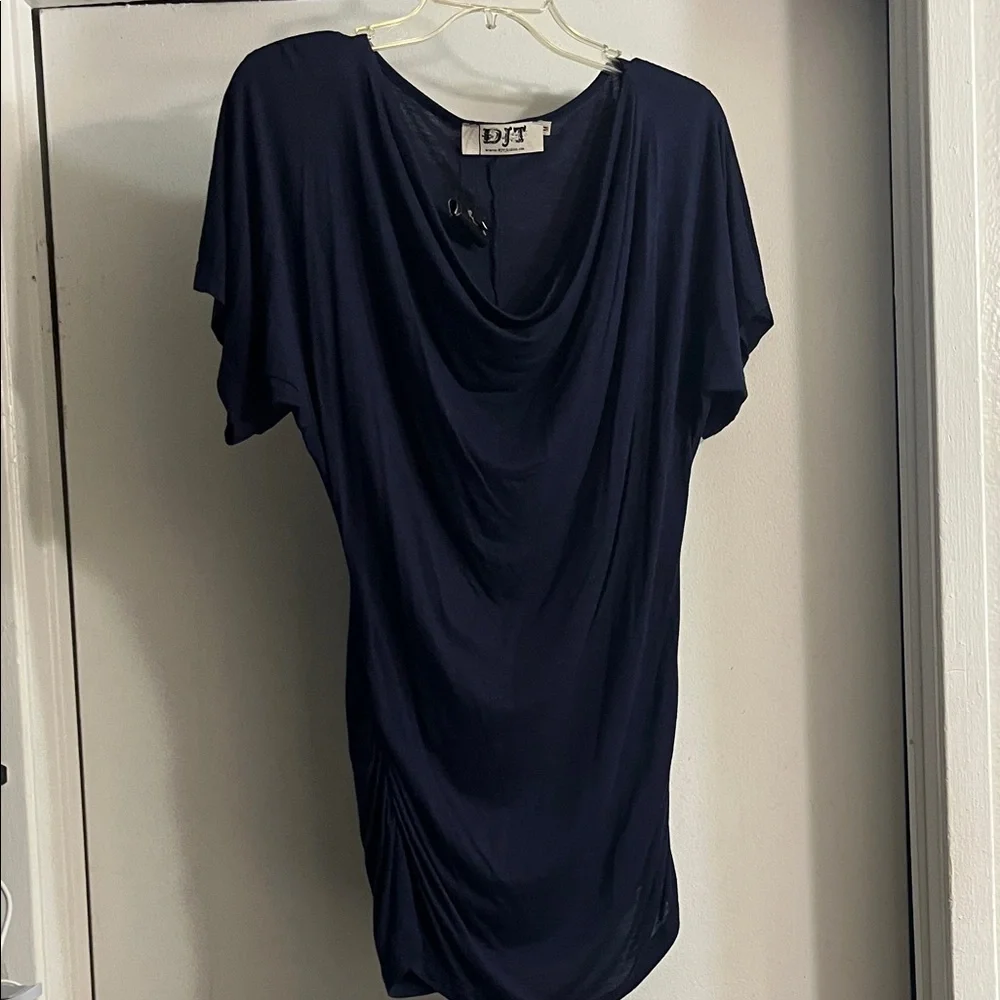 Women's Navy Drape Top - Picture 5 of 6